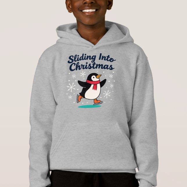 Sliding Into Christmas, Ice Skating Xmas Penguin (Front)