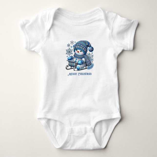 Sliding Snowman Baby Bodysuit (Front)