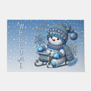Sliding Snowman Christmas Holiday Doormat