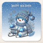 Sliding Snowman Christmas Holiday Paper Coaster<br><div class="desc">Beautiful Sliding Snowman Christmas Holiday Paper Coaster</div>