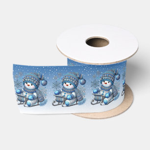 Sliding Snowman Christmas Holiday Satin Ribbon