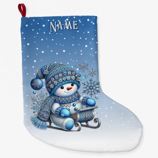 Sliding Snowman Christmas Holiday Stocking (Front)