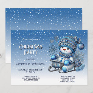 Sliding Snowman Christmas Party Invitation