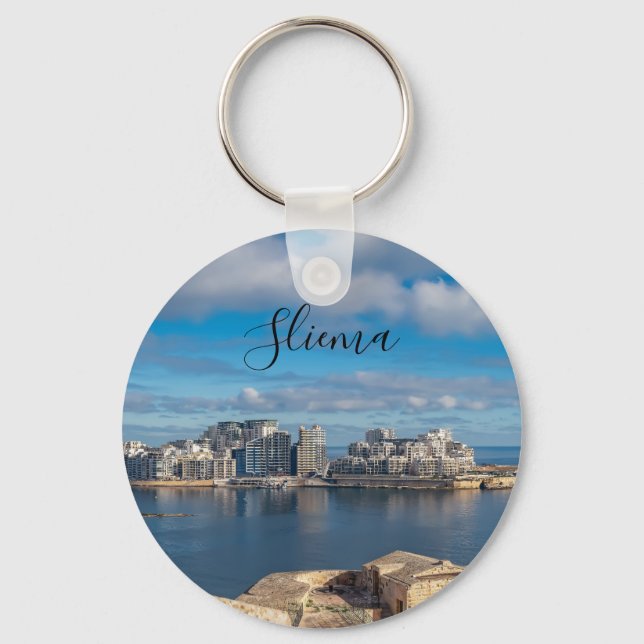 Sliema harbor and skyscrapers in Malta Key Ring (Front)