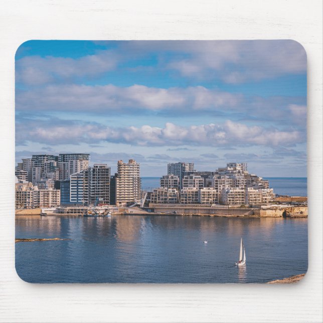 Sliema harbor and skyscrapers in Malta Mouse Mat (Front)