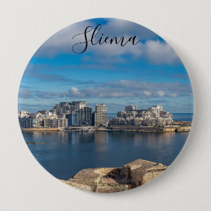 Sliema harbour and skyscrapers in Malta 10 Cm Round Badge