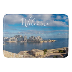  Sliema harbour and skyscrapers in Malta Bath Mat