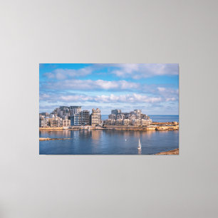 Sliema harbour and skyscrapers in Malta Canvas Print