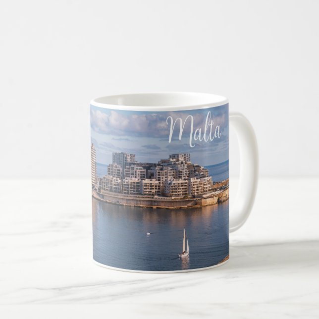 Sliema harbour and skyscrapers in Malta Coffee Mug (Front Right)