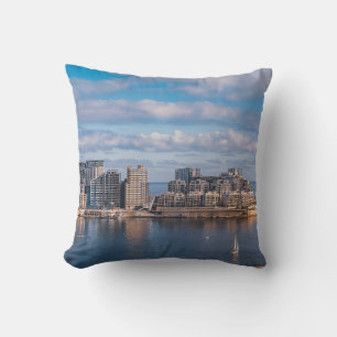 Sliema harbour and skyscrapers in Malta Cushion
