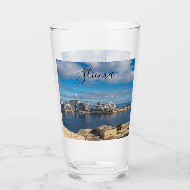  Sliema harbour and skyscrapers in Malta Glass (Front)