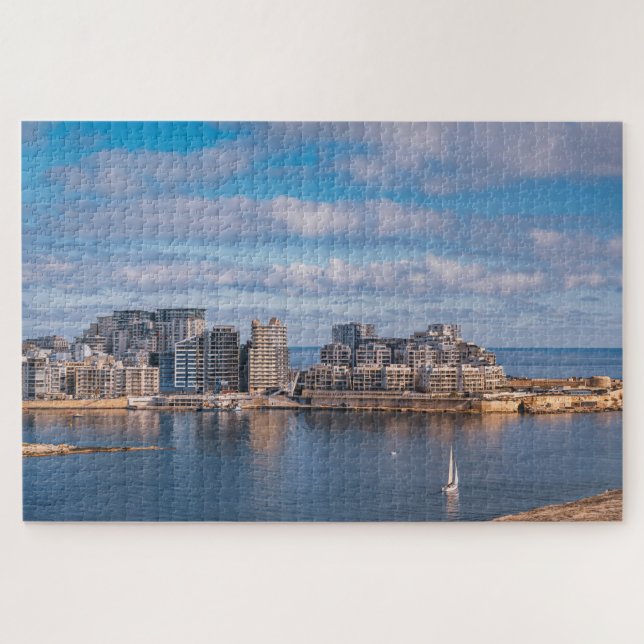 Sliema harbour and skyscrapers in Malta Jigsaw Puzzle (Horizontal)