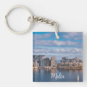 Sliema harbour and skyscrapers in Malta Key Ring