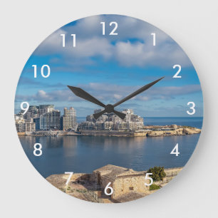  Sliema harbour and skyscrapers in Malta Large Clock
