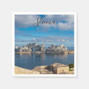 Sliema harbour and skyscrapers in Malta Napkin