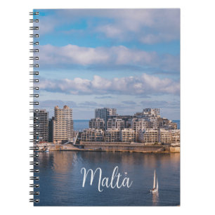Sliema harbour and skyscrapers in Malta Notebook