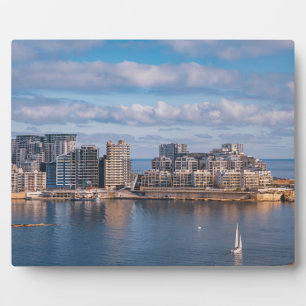 Sliema harbour and skyscrapers in Malta Plaque