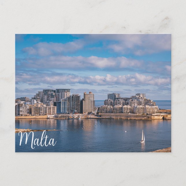 Sliema harbour and skyscrapers in Malta Postcard (Front)