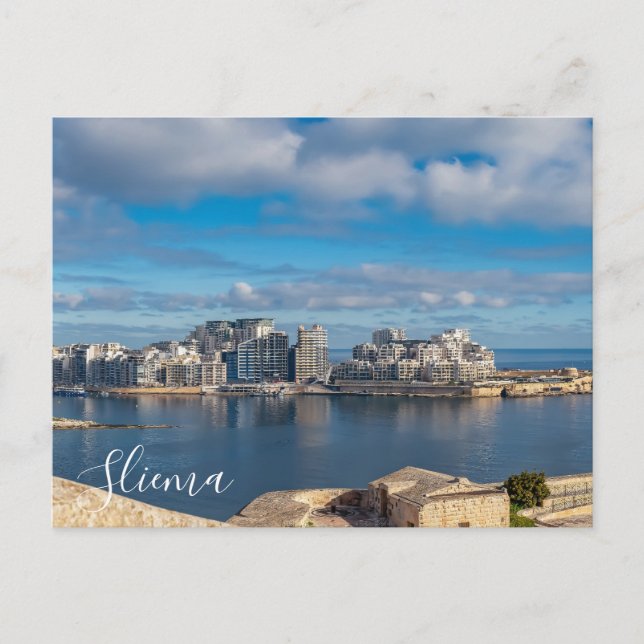  Sliema harbour and skyscrapers in Malta Postcard (Front)