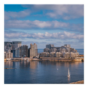 Sliema harbour and skyscrapers in Malta Poster