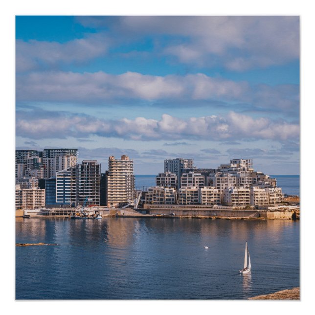 Sliema harbour and skyscrapers in Malta Poster (Front)