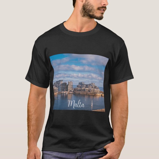 Sliema harbour and skyscrapers in Malta T-Shirt (Front)