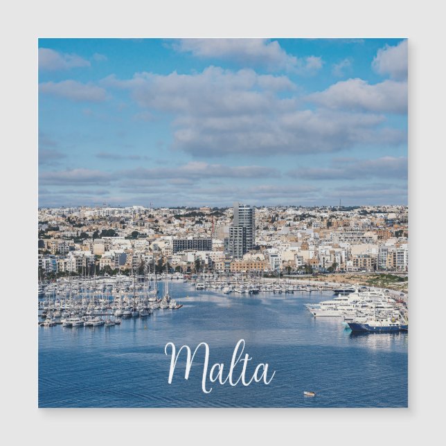 Sliema harbour with modern buildings and boats mag (Front)