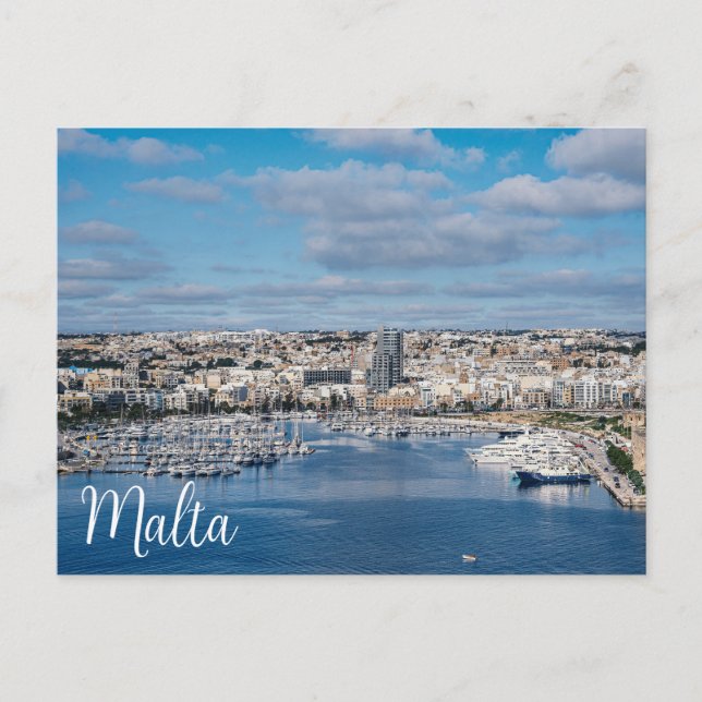 Sliema harbour with modern buildings and boats postcard (Front)