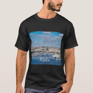 Sliema harbour with modern buildings and boats T-Shirt