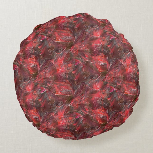 Slight relief in texture plastered with red wax    round cushion (Back)