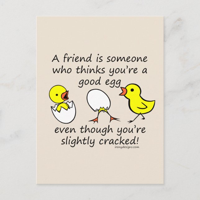 Slightly Cracked Funny Best Friend Quote Postcard (Front)
