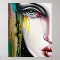 Slightly Creepy but Beautiful Woman with Tears