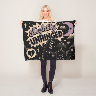 Slightly Unhinged Raven Fleece Blanket