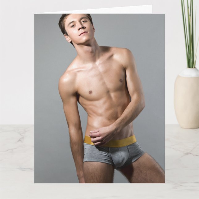Slim and Sexy Hot Guy LGBT Greetings Card (Front)