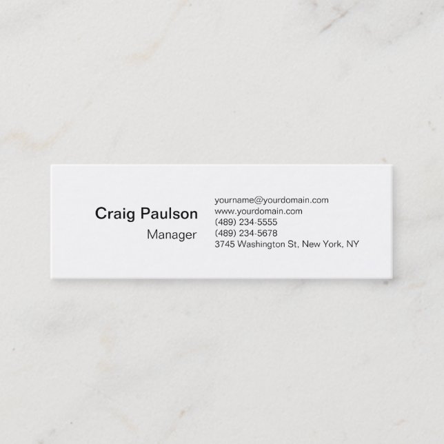 Slim Black White Attractive Business Card (Front)