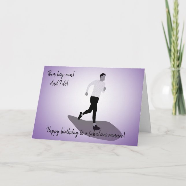 Slim Boy Runner Birthday Card (Front)