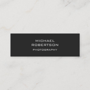Slim Dark Grey Stylish Photographer Business Card