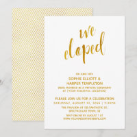 Slim Gold Chevron We Eloped Post Wedding Party