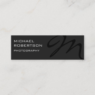 Slim Grey Black Monogram Photography Business Card