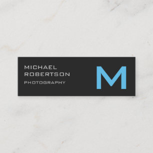 Slim Grey Blue Monogram Photographer Business Card