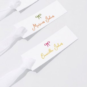 Slim Hand Drawn Colorful Bow Wedding Place Cards