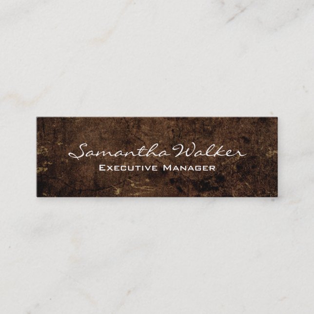 Slim Handwriting Modern Trendy Brown Mini Business Card (Front)