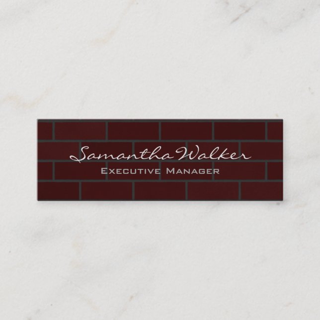 Slim Handwriting Modern Trendy Wall Bricks Mini Business Card (Front)