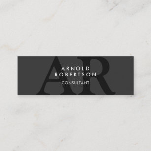 Slim Monogram Plain Grey Trendy Business Card