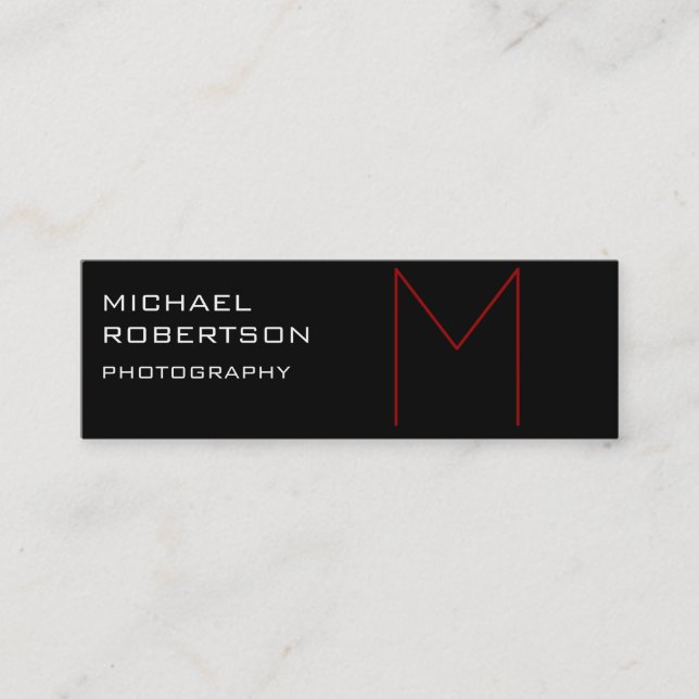 Slim Monogram Plain Photographer Business Card (Front)
