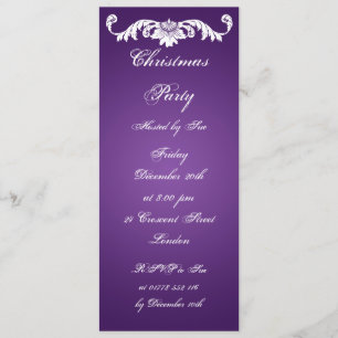 Slim Party Invite Vintage Ornament on Purple