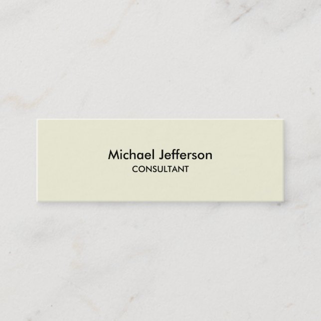 Slim Plain Beige Professional Business Card (Front)