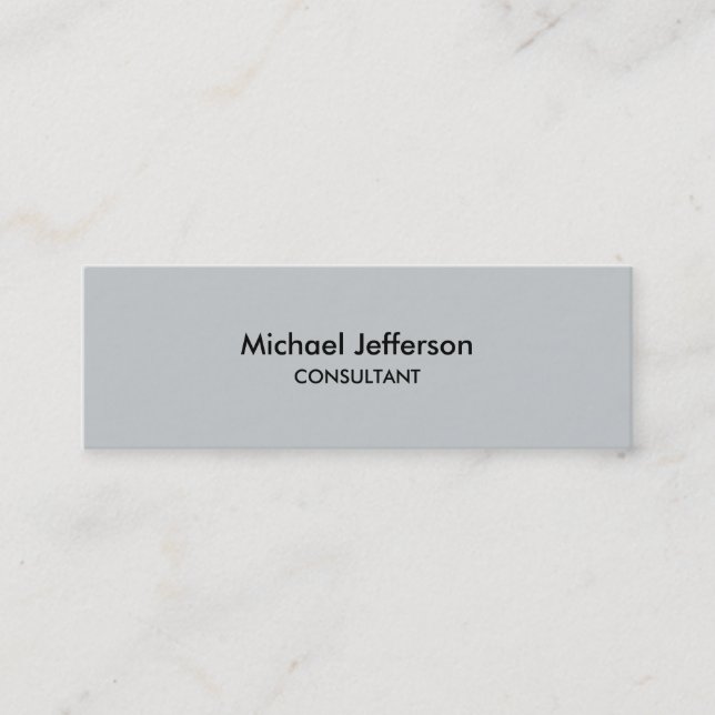 Slim Plain Grey Professional Business Card (Front)