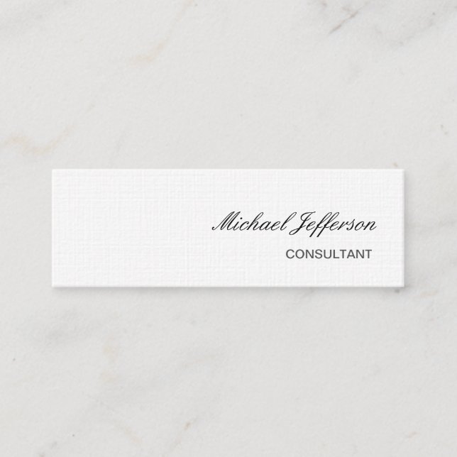 Slim Plain Linen Professional Business Card (Front)