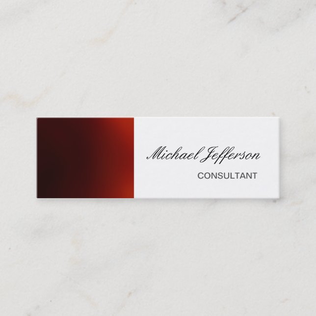 Slim Plain Red White Professional Business Card (Front)